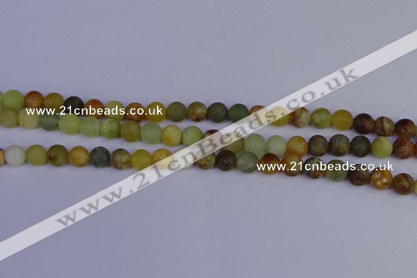 CFW202 15.5 inches 8mm round matte flower jade beads wholesale