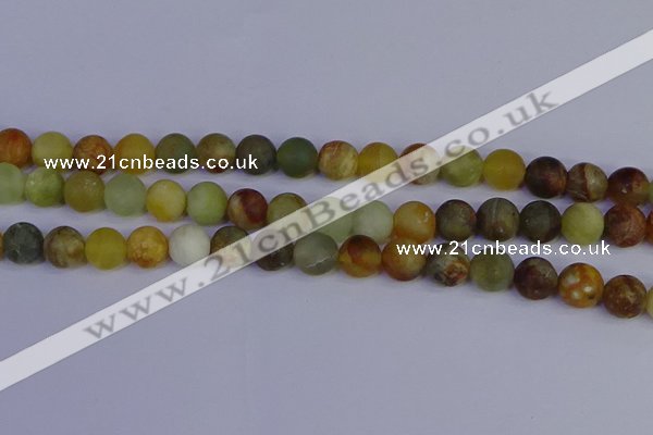 CFW204 15.5 inches 12mm round matte flower jade beads wholesale