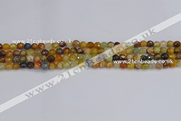 CFW210 15.5 inches 4mm faceted round flower jade beads