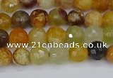 CFW211 15.5 inches 6mm faceted round flower jade beads