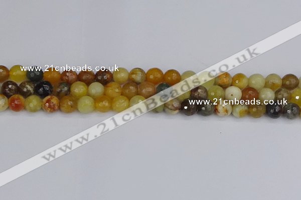 CFW212 15.5 inches 8mm faceted round flower jade beads