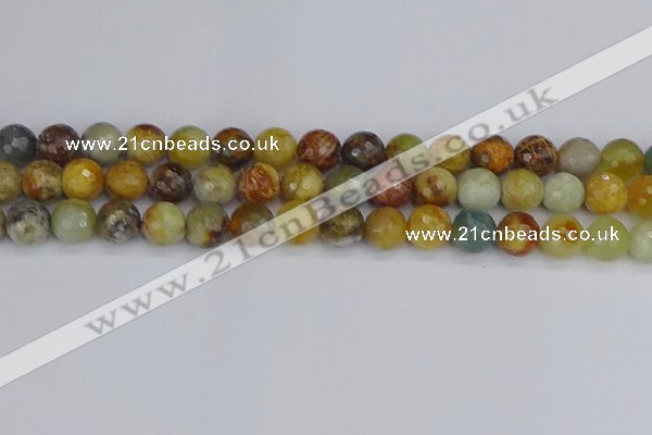 CFW213 15.5 inches 10mm faceted round flower jade beads