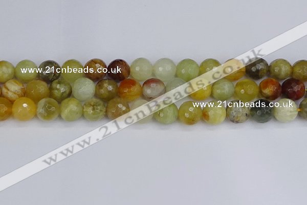 CFW214 15.5 inches 12mm faceted round flower jade beads