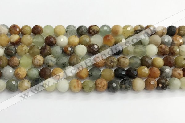 CFW219 15.5 inches 8mm faceted round flower jade beads