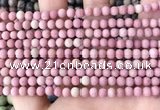 CFW35 15.5 inches 4mm round matte pink wooden jasper beads