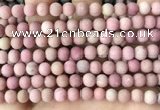 CFW36 15.5 inches 6mm round matte pink wooden jasper beads