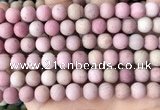 CFW37 15.5 inches 8mm round matte pink wooden jasper beads