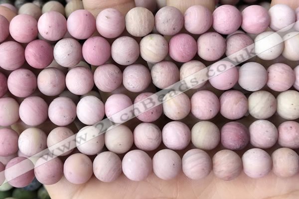 CFW37 15.5 inches 8mm round matte pink wooden jasper beads