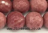 CFW68 15 inches 12mm faceted round pink wooden jasper beads