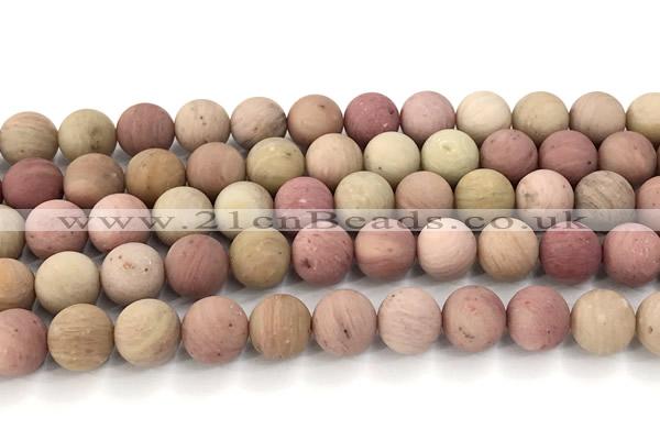 CFW73 15 inches 10mm round matte pink wooden jasper beads