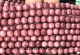 CFW77 15 inches 6mm faceted round pink wooden jasper beads