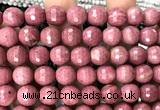 CFW80 15 inches 12mm faceted round pink wooden jasper beads