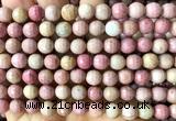 CFW85 15 inches 8mm faceted round pink wooden jasper beads wholesale