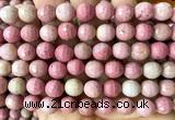 CFW86 15 inches 10mm faceted round pink wooden jasper beads wholesale