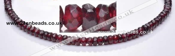 CGA09 4*6mm faceted roundel natural garnet gemstone beads Wholes