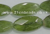 CGA104 15.5 inches 15*30mm faceted oval natural green garnet beads