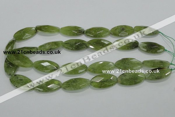 CGA104 15.5 inches 15*30mm faceted oval natural green garnet beads