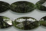 CGA111 15.5 inches 15*30mm faceted oval natural green garnet beads