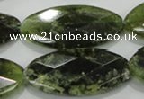 CGA113 15.5 inches 20*40mm faceted oval natural green garnet beads