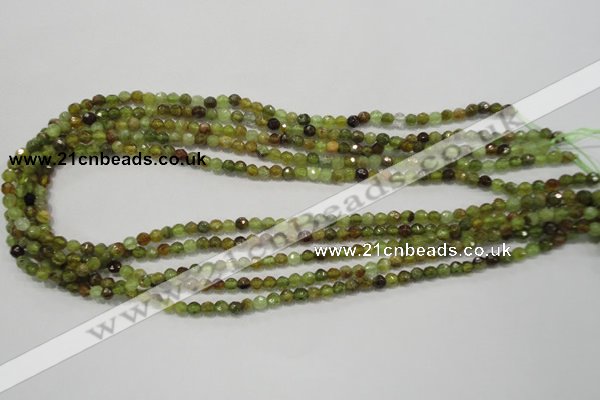 CGA122 15.5 inches 4mm faceted round natural green garnet beads