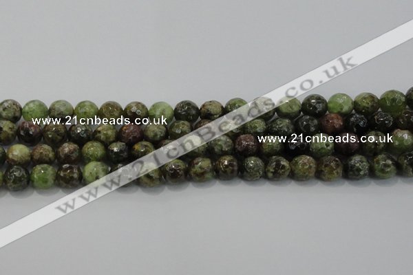 CGA149 15.5 inches 10mm faceted round natural green garnet beads