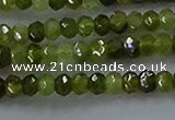 CGA156 15.5 inches 2.5*4mm faceted rondelle green garnet beads