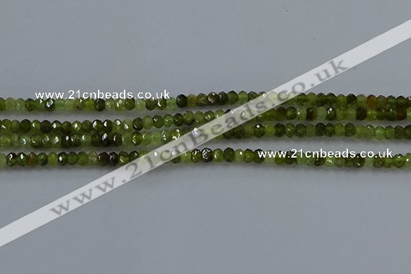 CGA156 15.5 inches 2.5*4mm faceted rondelle green garnet beads