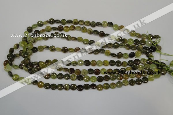 CGA210 15.5 inches 8mm flat round natural green garnet beads