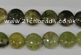 CGA212 15.5 inches 12mm flat round natural green garnet beads