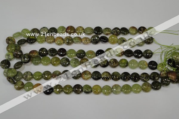 CGA212 15.5 inches 12mm flat round natural green garnet beads