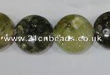 CGA215 15.5 inches 18mm flat round natural green garnet beads