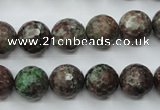 CGA315 15.5 inches 14mm faceted round red green garnet gemstone beads