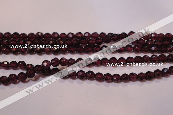 CGA361 14 inches 4mm faceted round natural red garnet beads wholesale