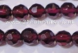 CGA362 14 inches 5mm faceted round natural red garnet beads wholesale