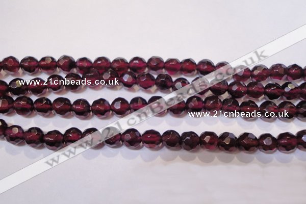 CGA362 14 inches 5mm faceted round natural red garnet beads wholesale