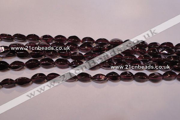 CGA377 15 inches 4*7mm twisted rice natural red garnet beads wholesale