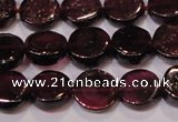 CGA383 15 inches 7mm coin natural red garnet beads wholesale