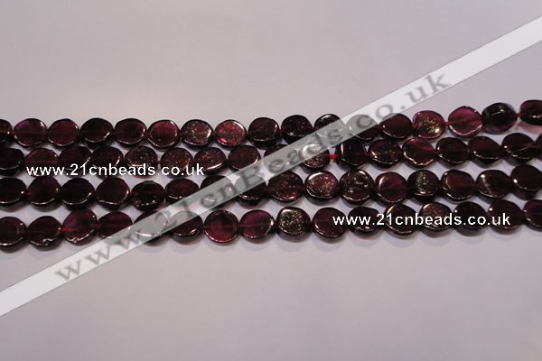 CGA383 15 inches 7mm coin natural red garnet beads wholesale