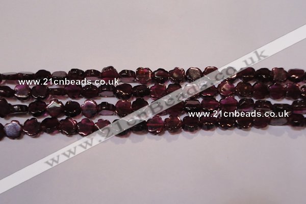 CGA385 15 inches 5mm carved flower natural red garnet beads wholesale