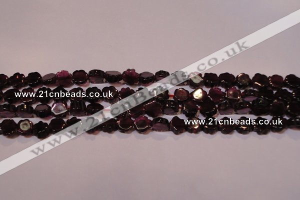 CGA386 15 inches 6mm carved flower natural red garnet beads wholesale