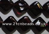 CGA409 15.5 inches 10*10mm diamond natural red garnet beads wholesale