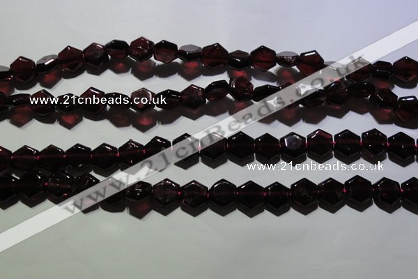 CGA411 15.5 inches 8*9mm hexagon natural red garnet beads wholesale