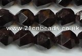 CGA452 15.5 inches 10mm faceted nuggets natural red garnet beads