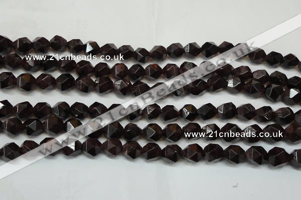 CGA452 15.5 inches 10mm faceted nuggets natural red garnet beads