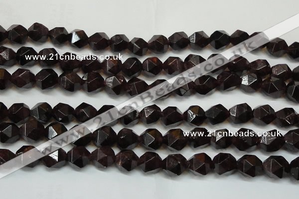 CGA454 15.5 inches 14mm faceted nuggets natural red garnet beads