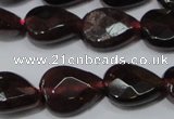 CGA484 15.5 inches 8*10mm faceted flat teardrop natural red garnet beads