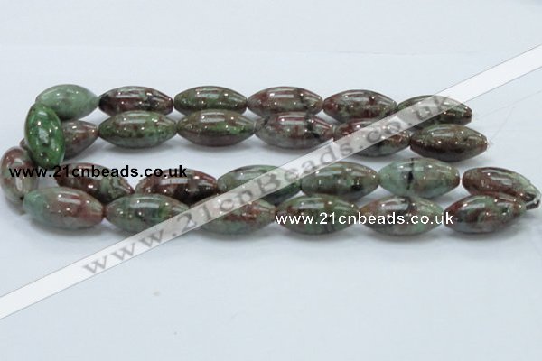 CGA57 15.5 inches 15*30mm rice red green garnet gemstone beads