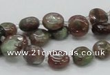 CGA58 15.5 inches 10mm flat round red green garnet gemstone beads