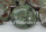 CGA61 15.5 inches 30mm flat round red green garnet gemstone beads