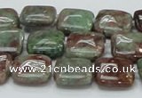 CGA62 15.5 inches 14*14mm square red green garnet gemstone beads